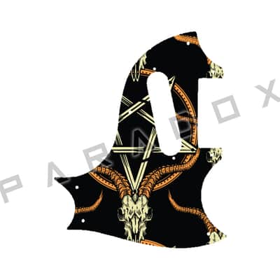 Custom Pickguard For 1988 - 1990 Made in America Gibson SG '90 Double - Occult Goat Skull & Pentagram Graphic .090"