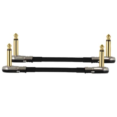 2-Pack 8" Castline Gold Mogami 2524 Guitar Pedal Board Patch Cable TS Low Profile Pancake Connector image 1