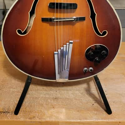 1956 Hofner President Electric Guitar 2 Pickup Cutaway Sunburst Nice Shape W/HSC image 2