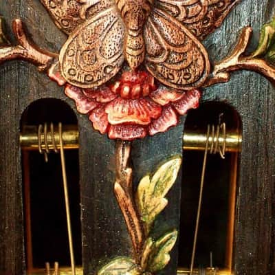 Acoustic Parlor Cutaway Guitar Handmade by Blueberry Butterflies Motif image 7