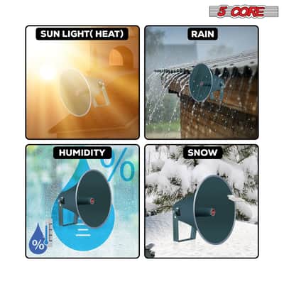 5 Core Outdoor PA Paging Horn Loud Speaker 16 Inch PA Speaker Weatherproof with mounting Bracket - RH 16-16" Short Throw Aluminum Horn image 5