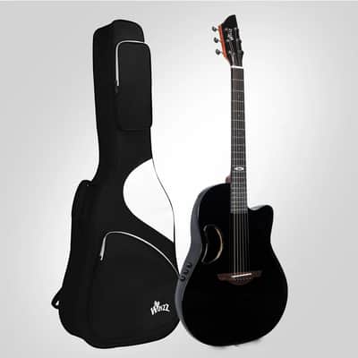 WINZZ Black Solid Spruce Top With Carbon Fiber Back Electro Acoustic Guitar - AFO300CE image 1