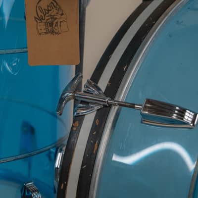 1970s Ludwig Vistalite Tivoli Pattern A 'Big Beat' in Blue/Blue/Blue - 14x22, 16x16, 9x13, 8x12, 5x14sn image 6