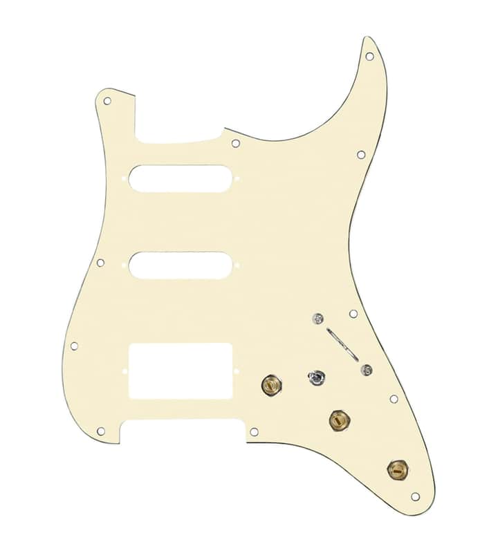 920D Custom HSS Pre-Wired Pickguard for Strat With An Aged White Pickguard and S7W-HSS-MT Wiring Harness image 1