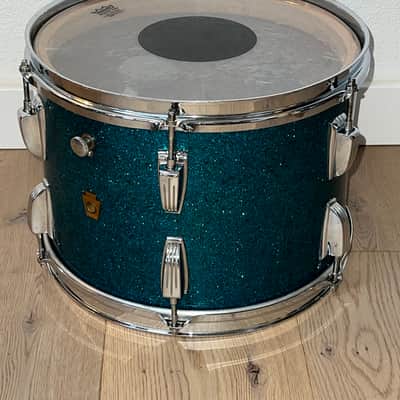 1950's WFL 4 Piece Drum Kit, Blue Aqua Sparkle, Complete W / Cases, Drop Dead Gorgeous image 16