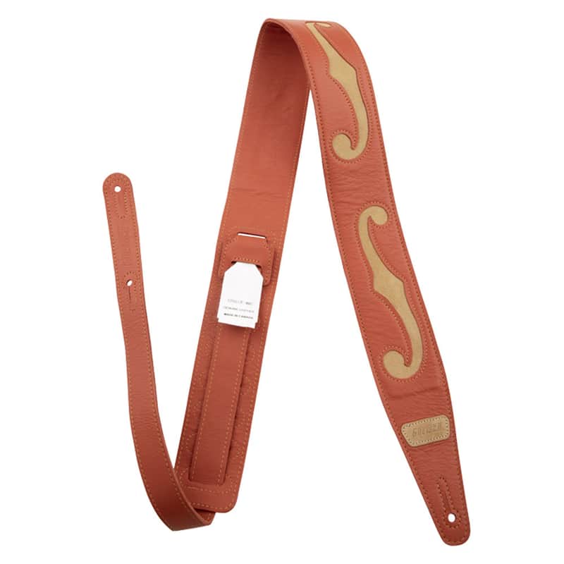 Gretsch F-Holes Leather Strap Orange and Tan image 1