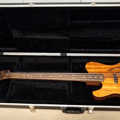 Lefty Warmoth Custom-T Telecaster Bass with Koa Top and Rosewood Neck image 10
