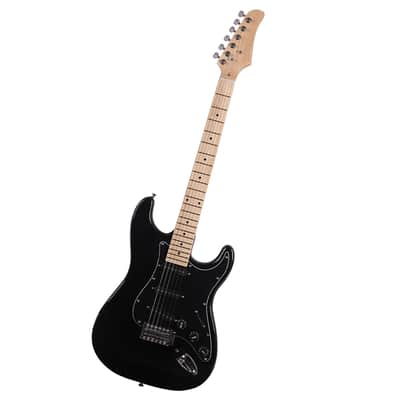ST Stylish Electric Guitar with Black Pickguard Includes Amp, Soft Case, Strap, Cord, and Pick 2020s - Black image 8