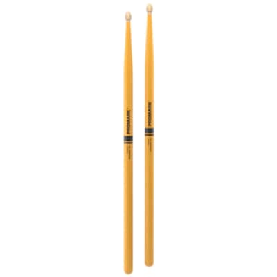 Promark Rebound 5A Painted Acorn Wood Tip Drumsticks - Yellow image 2