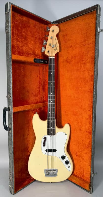 1974 Fender Musicmaster Shortscale Bass Olympic White w/OHSC image 1