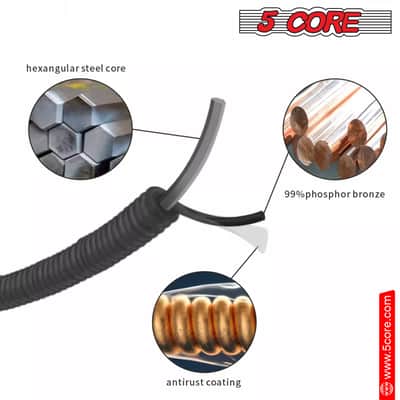 5 Core 6 Set Guitar Strings 6Pcs in 1 Set Premium Acoustic Electric Guitars Strings w Hexangular Steel Core Brass Wound Extra Light Gauge .010-.047 Cuerdas Para Guitarra Acustica - GS AC BRSS 6SET image 6