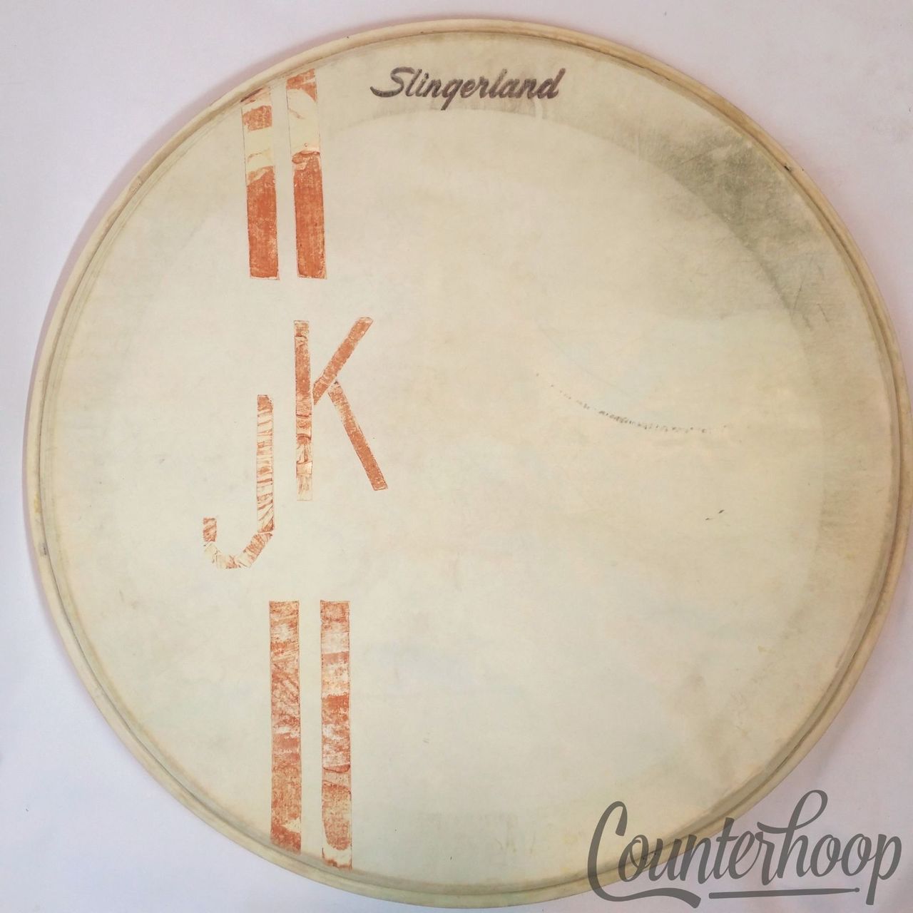 Slingerland 22" Calf Skin Resonant Logo Bass Drum Calfskin Head Vintage 50s USA — main photograph