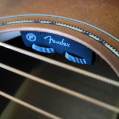 Fender PD-220E Dreadnought Acoustic Electric Guitar, Aged Cognac Burst, Hard Shell Case image 14