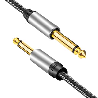 6.35mm Instrument Cable 3Ft,Silver Color Premium 6.35mm Mono Jack 1/4" TS Cable Unbalanced Guitar Patch Cords/Instrument Cable Male to Male with Zinc Alloy Housing and Nylon Braid(3Ft/1M) image 3