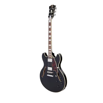 D'Angelico Premier DC Semi-Hollow Electric Guitar -  Solid Black image 2