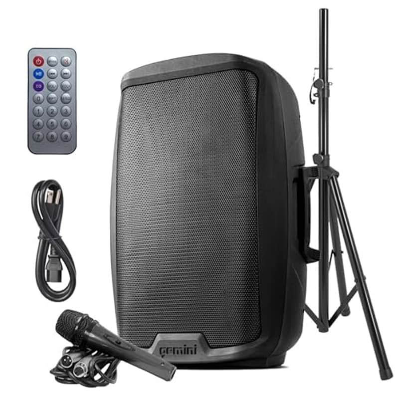 Gemini Sound AS-2115BT-PK 2000 Watt 15 Inch Woofer Professional Active Bluetooth DJ PA Speaker, Stand, Mic and Remote Set with Onboard 3-Channel. TWS Stereo Pairing/Linking and Pro Fly Points image 1