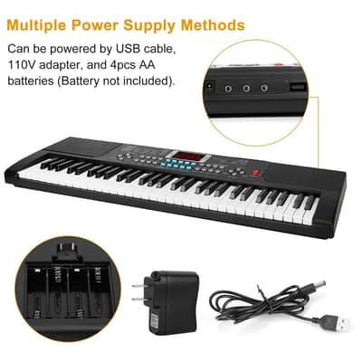 Cxxss 61 Keys Digital Music Electronic Keyboard Electric Musical Piano Instrument Kids Learning Keyboard w/ Stand Microphone-Pink image 3