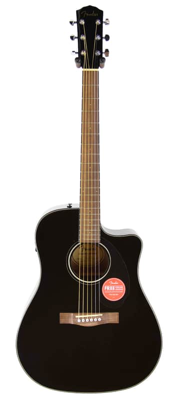 Fender CD-60SCE Solid Top Dreadnought Acoustic-Electric Guitar - Black image 1