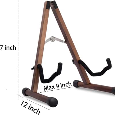 Wooden Acoustic Guitar Stand, Adjustable Guitar Floor Stand, A Frame Folding Acoustic Electric Guitar Holder with Foam Padded for Bass, Cello, Mandolin, Banjo, Ukulele image 3