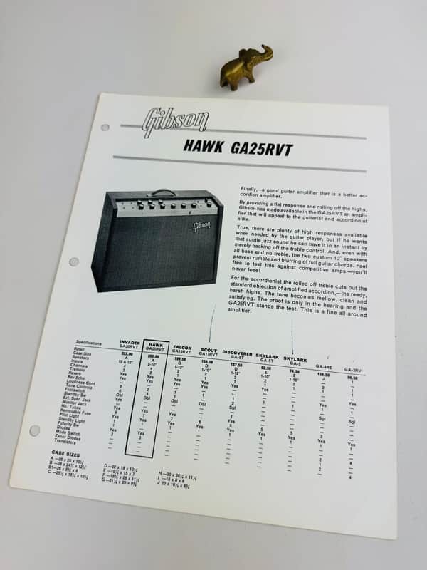Gibson Hawk GA25RVT Amplifier Tech Sheet 1967 image 1