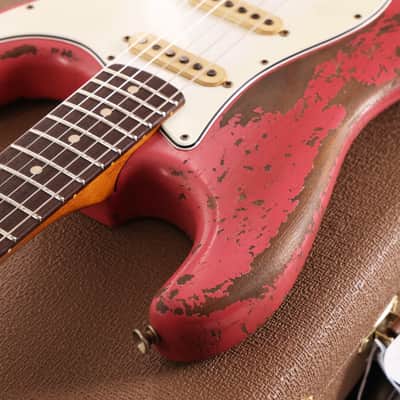 Fender Custom Shop 1962 Stratocaster Ultimate Relic Faded Coral Pink Masterbuilt Andy Hicks image 8
