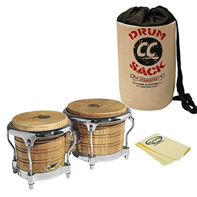 LP Latin Percussion LP793X Giovanni Galaxy Series Wood Bongos and Chrome Hardware with Bongo Bag and Polish Cloth image 1