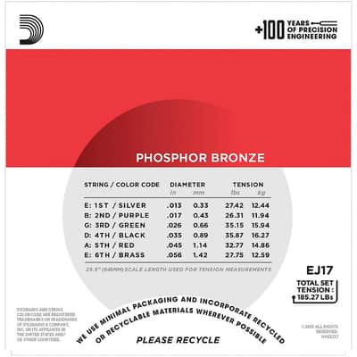 D'Addario EJ17 Medium Phosphor Bronze Acoustic Strings 13-56 image 3