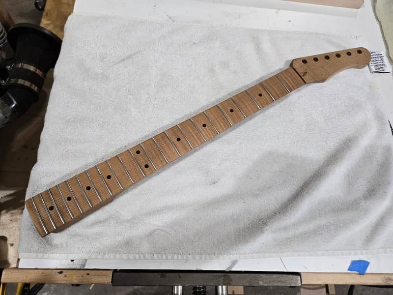 Handcrafted T Style 3A Quartersawn Roasted Maple Neck, Roasted Flame Board, Stainless Steel Frets - Oil/Resin image 1