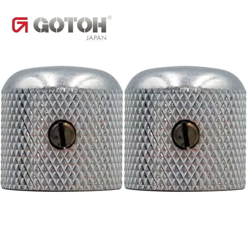 NEW (2) Gotoh Control Knob Metal DOME Bass/Guitar for 1/4 inch USA - AGED CHROME image 1