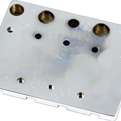 099-4408-000 Fender LOGO Chrome High Mass Bass Bridge w/ Block Saddles image 2