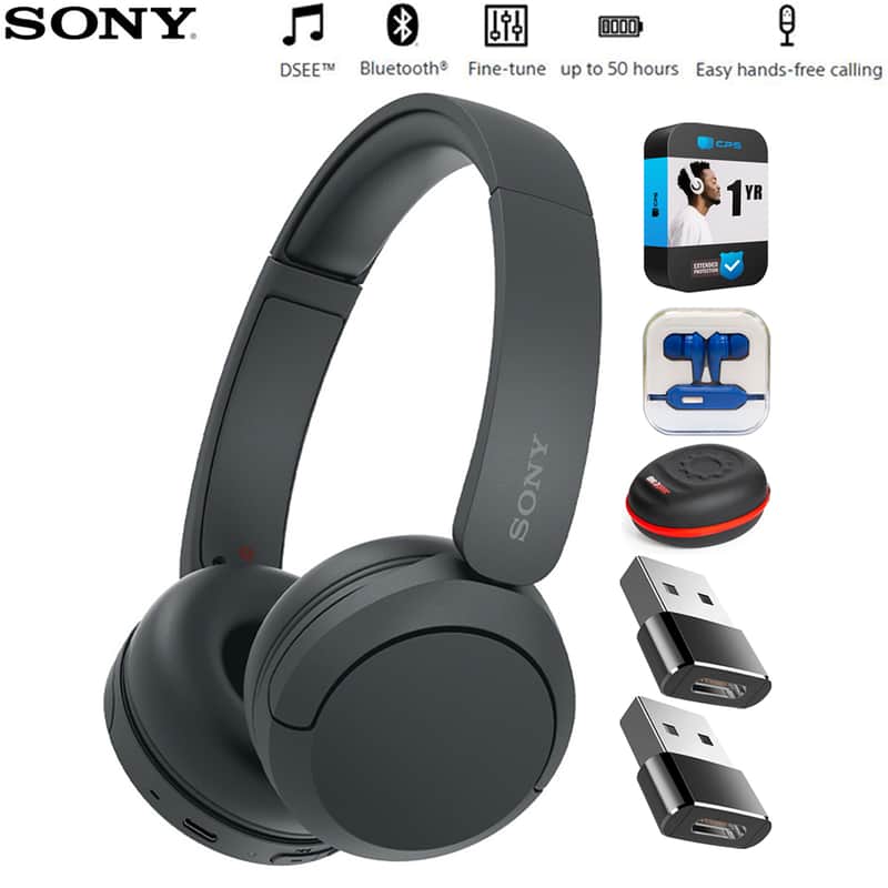 Sony Wireless Headphones with Microphone Black + 1 Year Warranty Bundle image 1