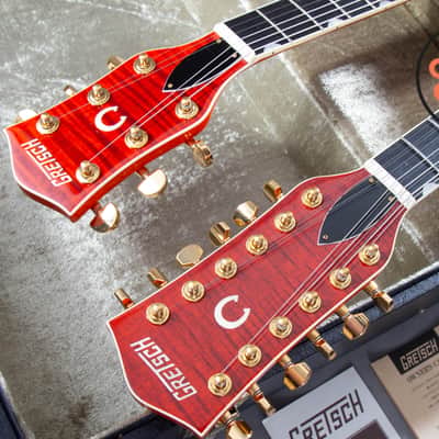 1997 Gretsch G6120-6/12 Nashville Double Neck Orange Stain MIJ OHSC Rare image 3