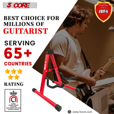 5 Core Guitar Stand A Frame w Soft Foam Arm Non Slip Rubber for Acoustic Electric Bass Ukulele image 16