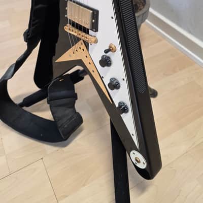 2003 Epiphone Flying V Korina MIK Korean Gibson Logo Ebony Black Guitar image 2