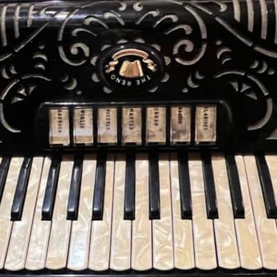 1950s vintage, very rare, Reno Accordion, 120/41, 7/3 registers, excellent condition, mother-of-pearl keys, original case image 6