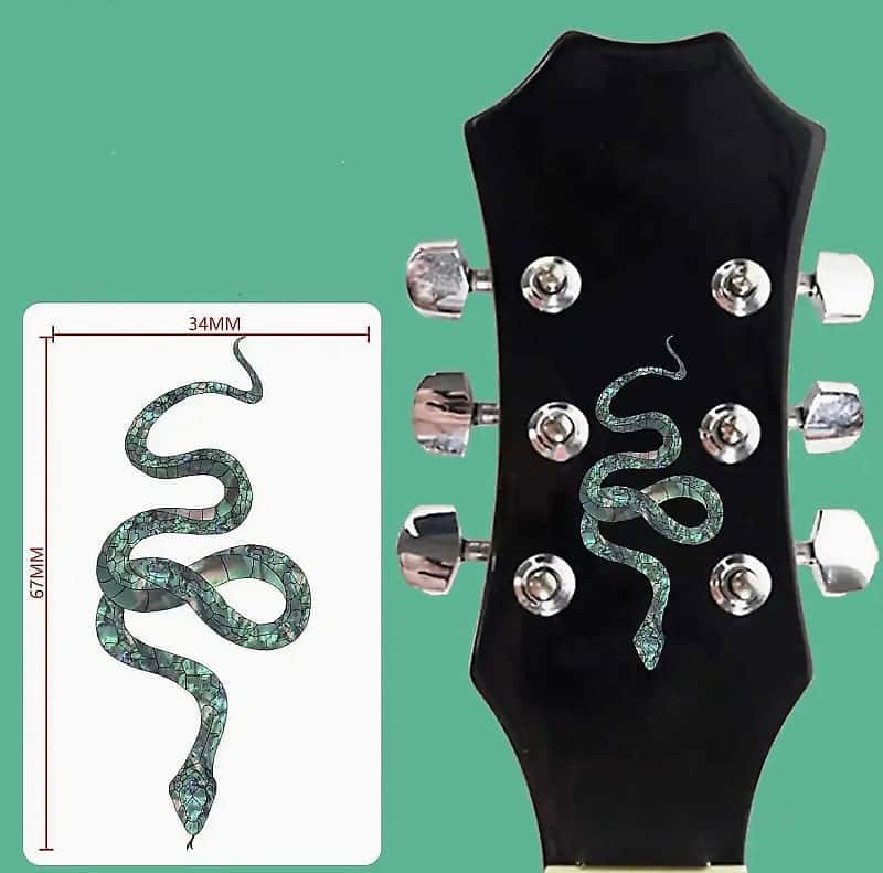 1 Piece Abalone Green Snake Guitar Headstock Inlay Sticker Decal image 1