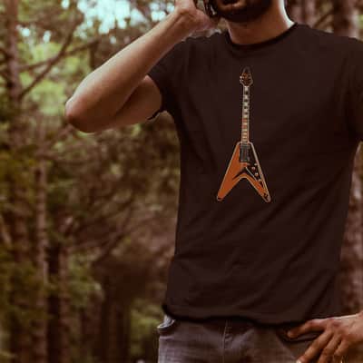 Flying V Custom Printed Black T-Shirt - X-Large image 2