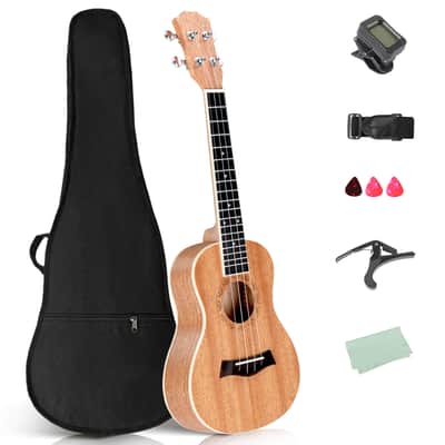 Cxxss 23in mahogany body rosewood fingerboard ukulele, cotton bag, capo, strap, picks*3, wrench tool image 1