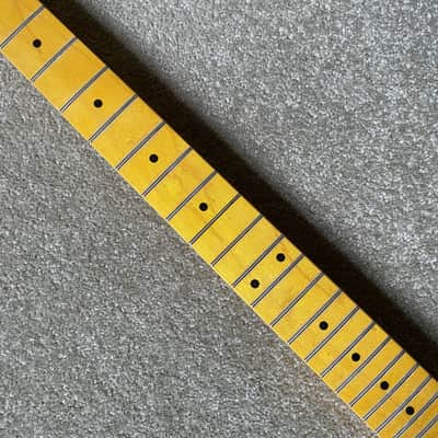 Yellow Tiger Maple Wood Guitar Strat Style Neck, 22 Frets image 2