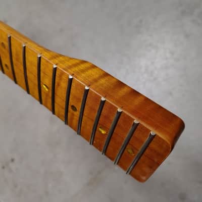 Flame Roasted Maple Tele Neck fits fender Telecaster body 21 frets 50s Gloss image 6
