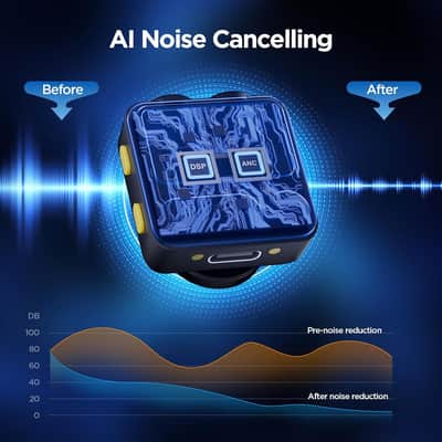 Wireless Microphone for iPhone/iPAD/Android/PC(Lightning/USB C)– AI Noise Cancelling & Reverb,80H with Charging Case,48kHz/24-bit,Mini Microphone for TikTok, YouTube Vlog,Range 164FT image 2