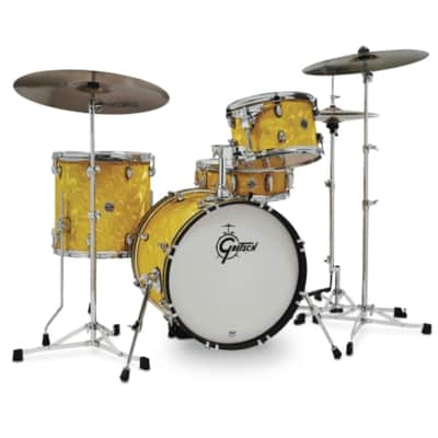 Gretsch Catalina Club 4 Piece Shell Pack (18/12/14/14SN) Yellow Satin Flame image 2