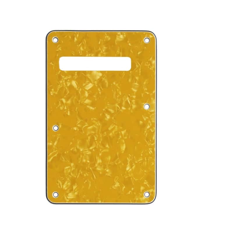 Strat Stratocaster Electric Guitar Back Plate Trem Tremolo cover USA MEX FIT - Yellow Pearl image 1