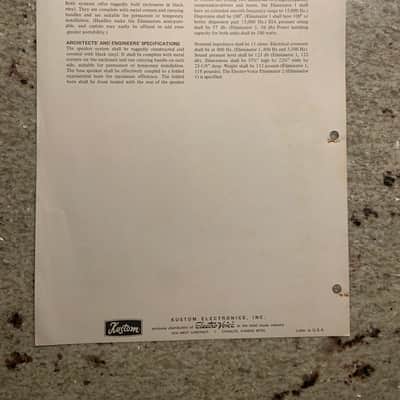 Vintage 1970s Kustom Electro Voice Eliminator 1 and 2 Speaker Systems Spec Sheet! image 2