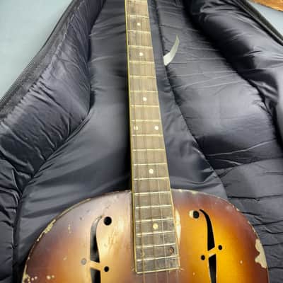 National Triolian Resonator Tenor-Steel Body-Brass Top 1930's - Walnut Burst #SR-814 image 3
