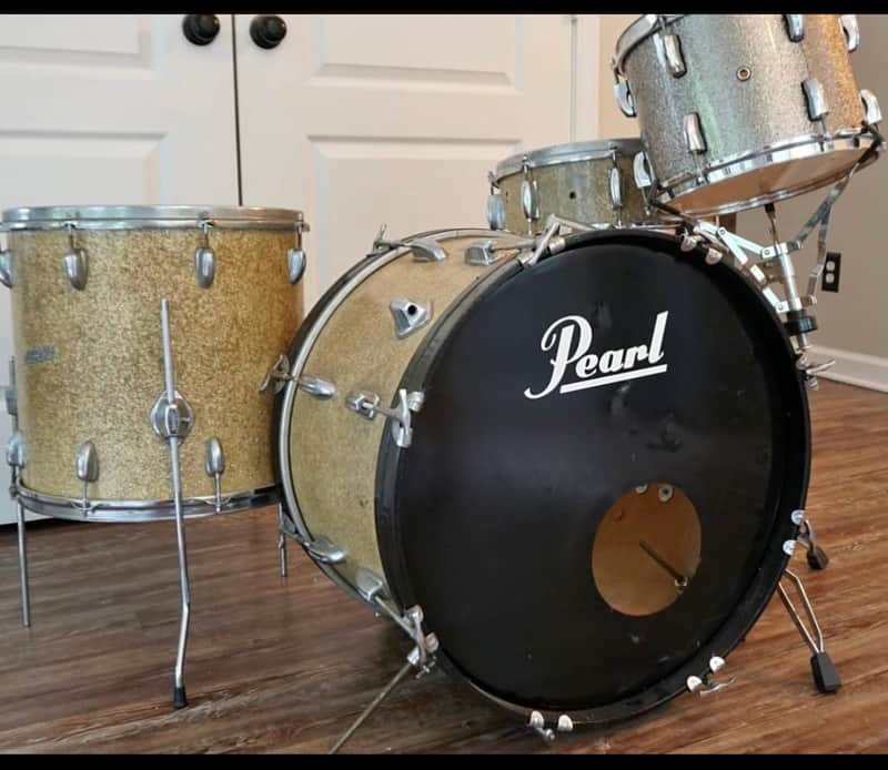 Pearl Stencil MIJ Gold Sparkle  Drum Set Kit image 1