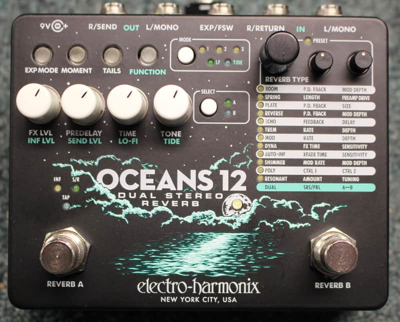 Electro-Harmonix Oceans 12 Dual-Stereo Reverb Effects Pedal w/Box image 1