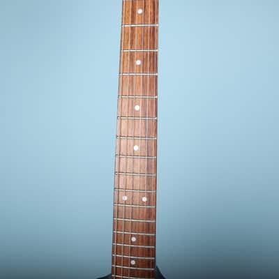 Flying V Style Electric Guitar in Black with White Pickguard image 5