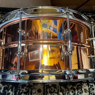 Ludwig LC662T Copper Phonic 6.5x14" 10-Lug Snare Drum with Tube Lugs - Polished Copper image 1