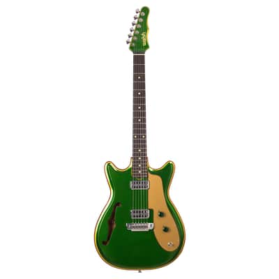 2022 Walsh Guitars Custom Double Cut - Candy Green w/Gold Accents and Natural Back - Semi-Hollow Custom Boutique Electric Guitar - USED! image 7